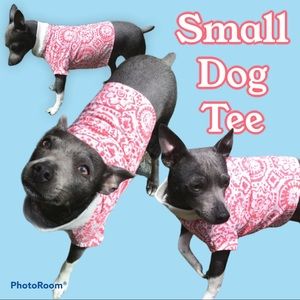 HAND CRAFTED CORAL PRINT DOG TEE *NEW *XS DOG TOP